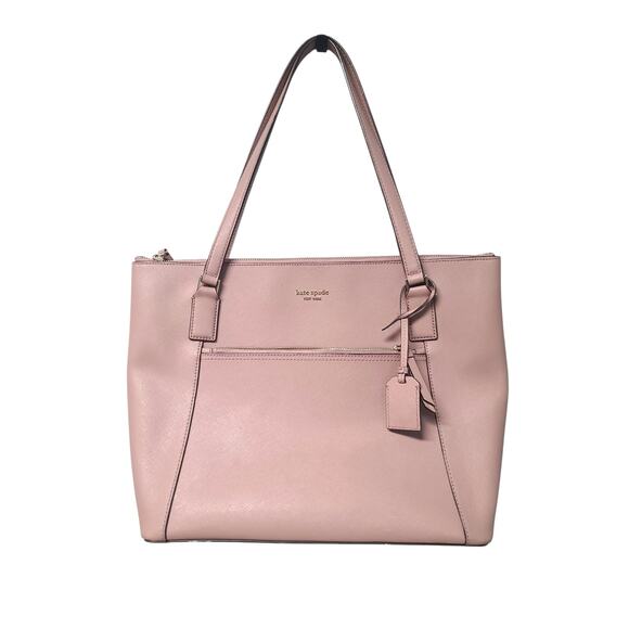 Kate Spade New York Cameron Pocket Large Tote Pink Saffiano Leather GUC - Picture 1 of 7